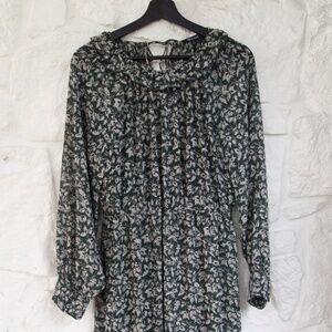 Madewell, sheer dark green, floral dress